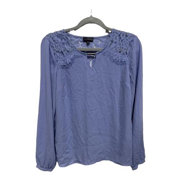 The Limited Tops - The Limited Periwinkle Lace Back Blouse Long Sleeve Sheer Size XS